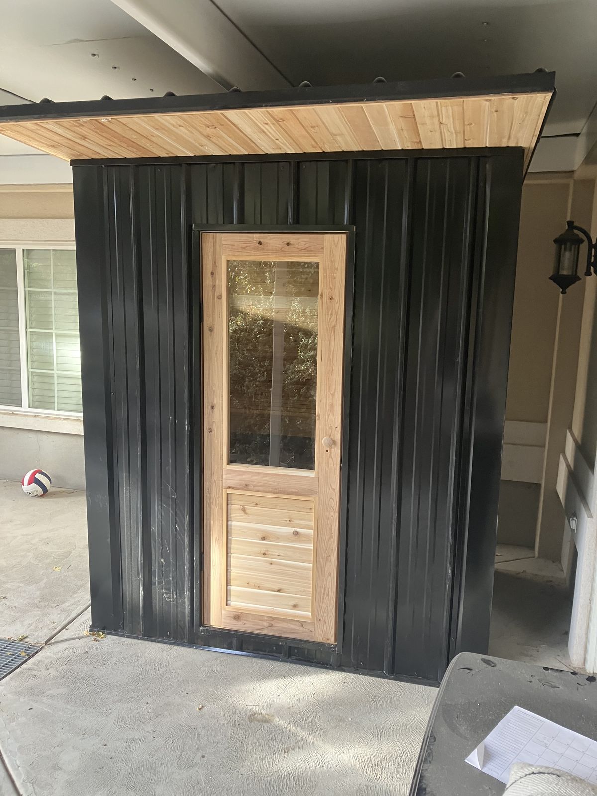 Cedar sauna installation